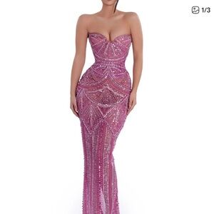 Glamorous Strapless Pink Sequin Dress